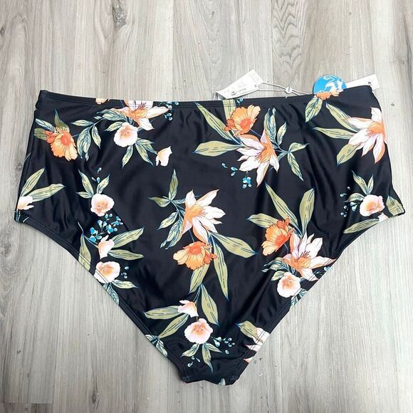Cupshe Bikini Bottoms Women’s 3X Black and Orange Floral Print Swim NWT - Picture 4 of 4